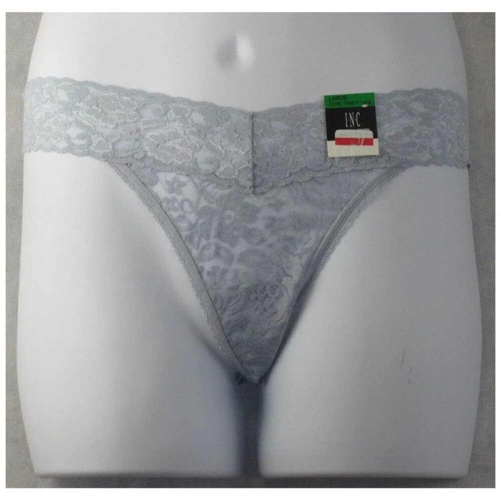 INC International Concepts Women's Lace Thong Panty Underwear, Zen Blue